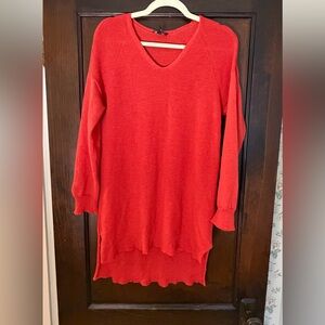 Eileen Fisher 100% Wool High-Low Sweater – M – Flame Red (Italian Yarn)